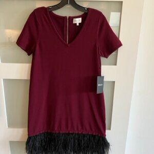 Milly Feather Trim Mini Dress